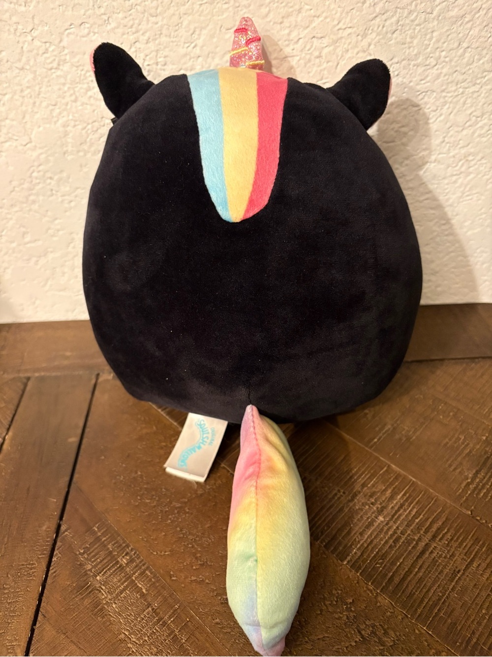Squishmallows Black Plush Unicorn Skeleton Backpack with Pink Accents - Picture 3 of 5